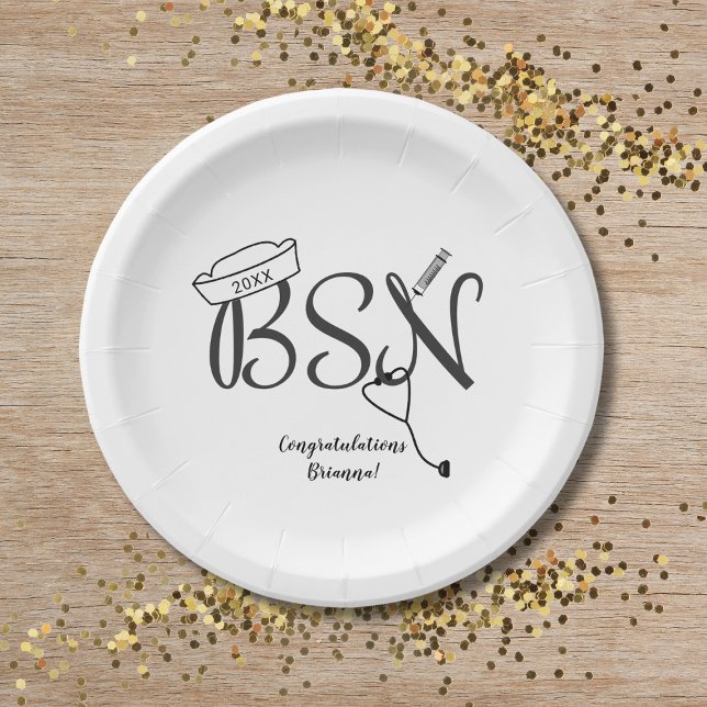 BSN nurse graduation dinner party decor Paper Plate (Creator Uploaded)