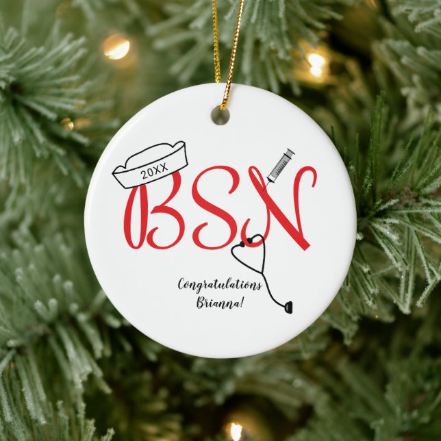 BSN nurse graduation party decor Ceramic Ornament (Tree)