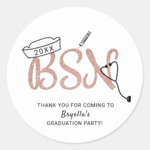 BSN nurse graduation party thank you favour sticke Classic Round Sticker