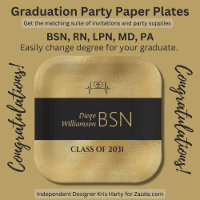 BSN NURSE Graduation RN LPN Name Black Faux Gold