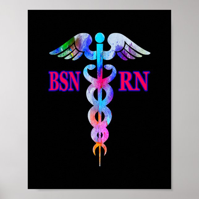 BSN Registered Nurse RN Caduceus Nursing Emblem Poster (Front)