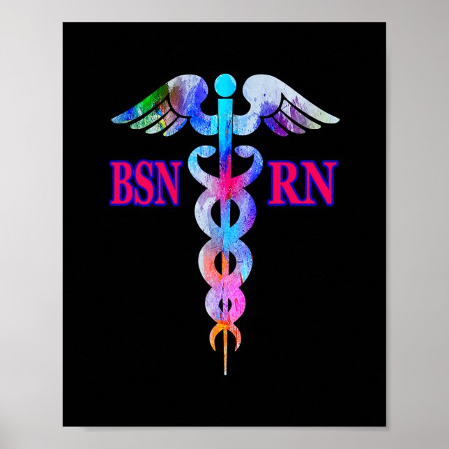 BSN Registered Nurse RN Caduceus Nursing Emblem Poster (Front)