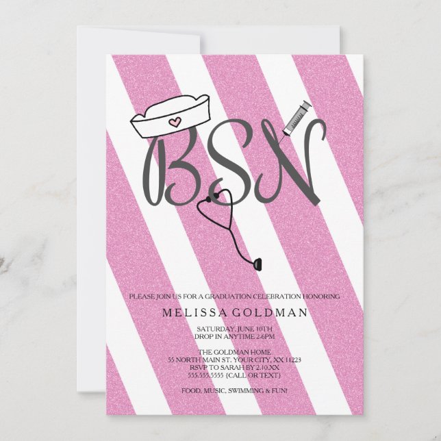 BSN RN infirmière diplômée invitations parties sci (Devant)