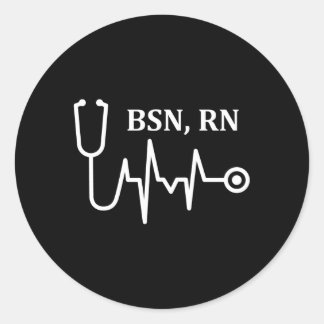 Bsn Rn Registered Nurse Medical Stethoscope Hebeat Classic Round Sticker
