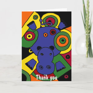 BT- Hippo Abstract Art Thank You Card