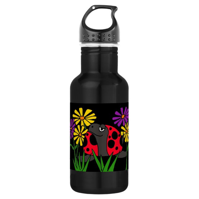 BT- Turtle and Flowers Folk Art 532 Ml Water Bottle (Front)