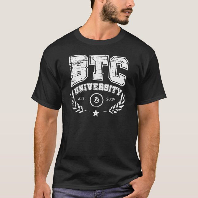 BTC University Bitcoin College vintage retro T-Shirt (Front)