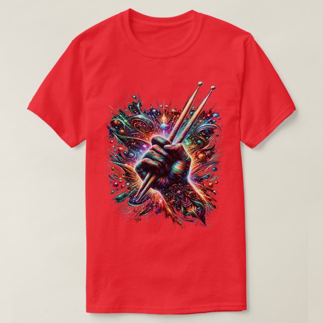BTN124 Drumsticks Drummer Drumset Drums Drumming M T-Shirt (Design Front)