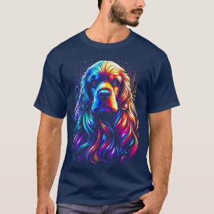 BTN258 New Colourful Artistic Cocker Spaniels Pet T-Shirt