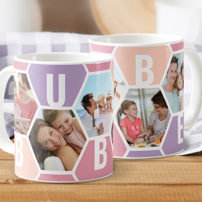 Bubbe 5 Photo Editable 5 Letter Honeycomb Coffee Mug (Creator Uploaded)