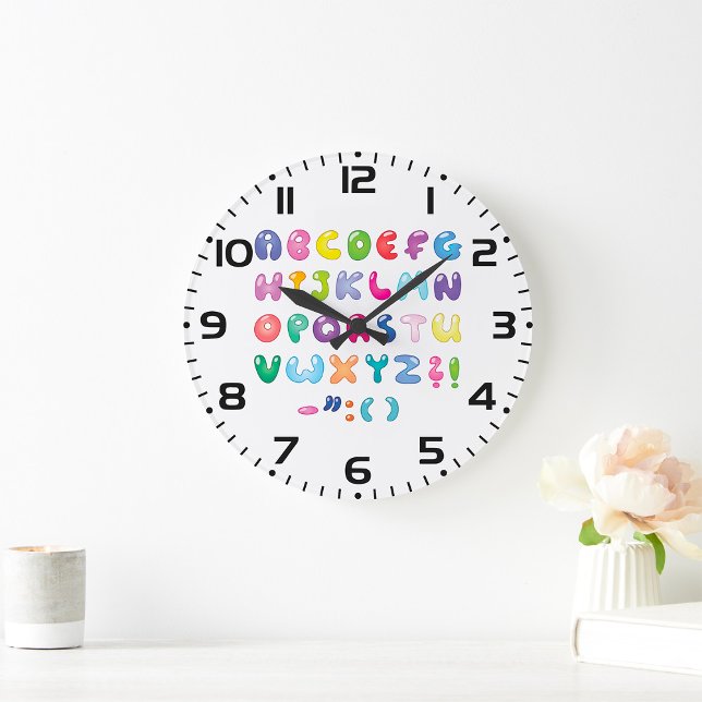 Bubble Alphabet Letters Kids Typography Large Clock (Creator Uploaded)