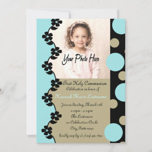 Bubble and Flowers First Communion Invitation