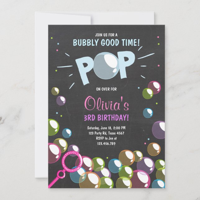 Bubble Anniversaire Invitation Fête POP Anniversai (Devant)