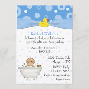 Bubble Bath Baby Boy Shower Invitation