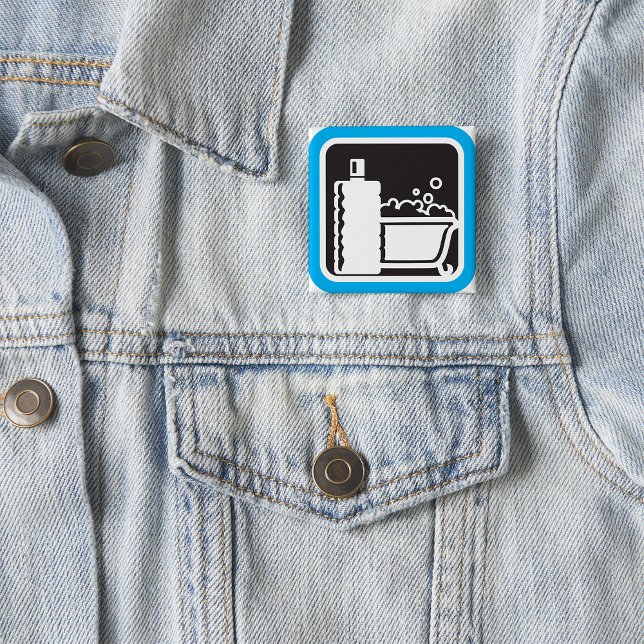 Bubble Bath Icon Relaxing Bathroom Spa 2 Inch Square Button (Creator Uploaded)