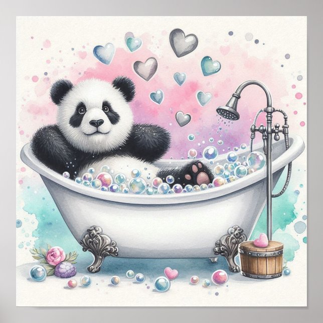 Bubble Bath Panda Poster (Front)