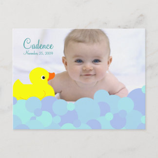 Bubble Bath Photo Birth Announcement