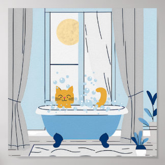 Bubble Bathtime for Kitty Poster