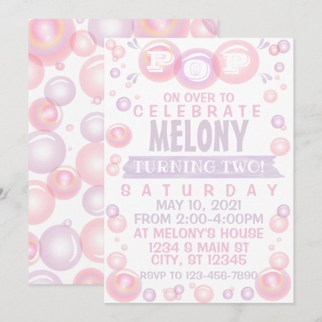 Bubble Birthday Invitation (Front/Back)