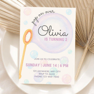 Bubble Birthday Invitation, Second Birthday Invite