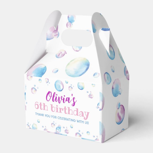 Bubble Birthday Party Favour Box Pop On Over (Front Side)