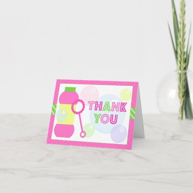 Bubble Birthday Party Thank You Card (Front)