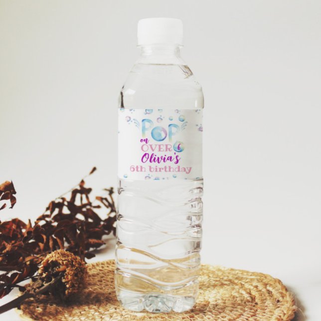 Bubble Birthday Water Bottle Label Summer Party (Creator Uploaded)