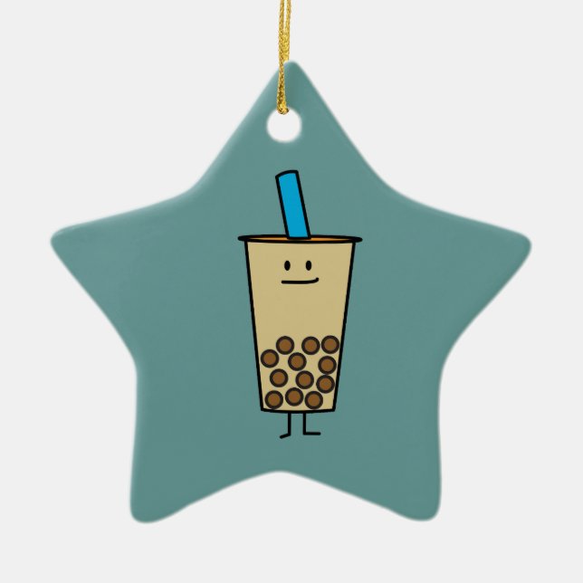 Bubble Boba Pearl Milk Tea Tapioca balls Ceramic Ornament (Front)