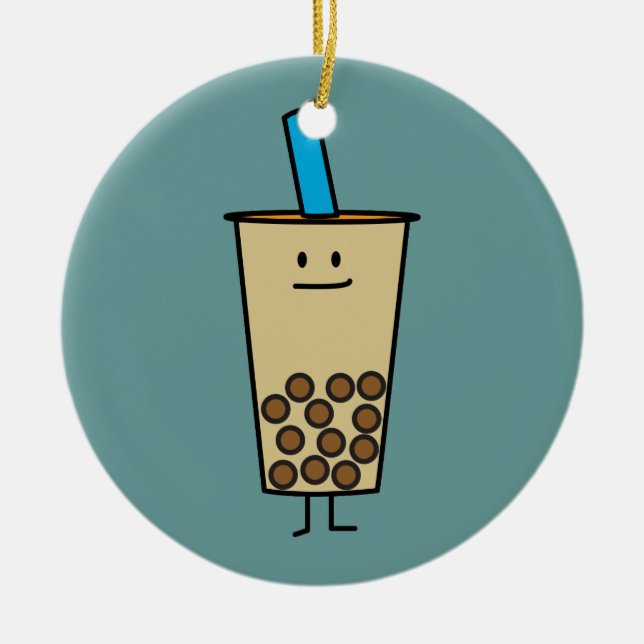 Bubble Boba Pearl Milk Tea Tapioca balls Ceramic Ornament (Front)