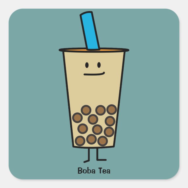 Bubble Boba Pearl Milk Tea Tapioca balls Square Sticker (Front)
