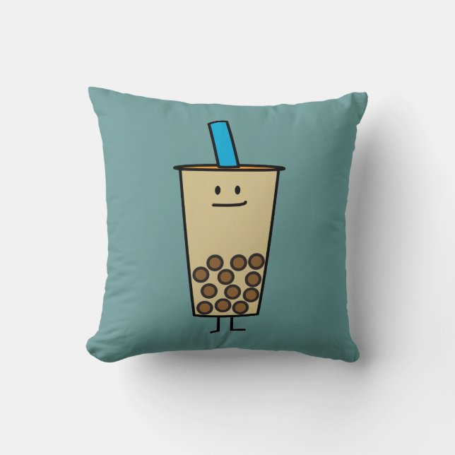 Bubble Boba Pearl Milk Tea Tapioca balls Throw Pillow (Front)