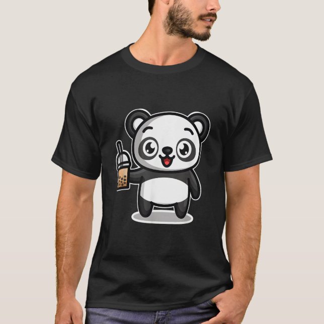 Bubble Boba Tea Kawaii Panda Bear T-Shirt (Front)