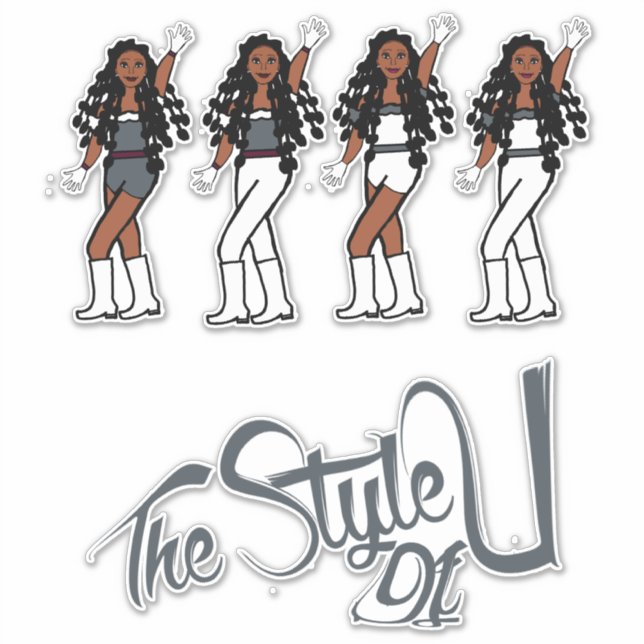 Bubble Braids Dancer Stickers Grey/White (Front)