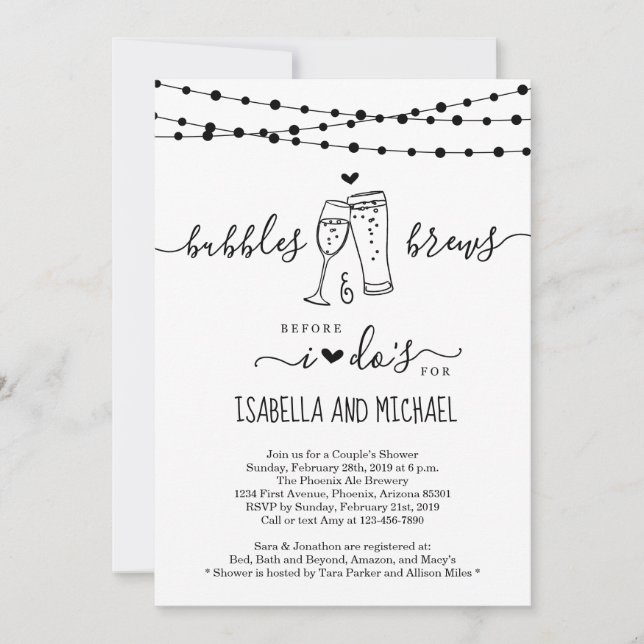 Bubble & Brew Before I Do Couple Shower Invitation (Front)