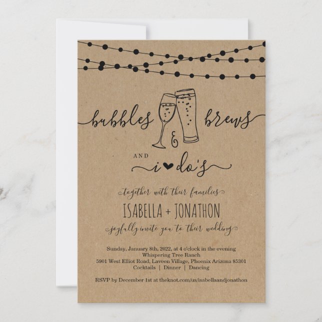 Bubble & Brews And I Do's Faire-part de mariage (Devant)