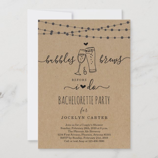 Bubble & Brews Bacherlorette Party Invitation (Devant)