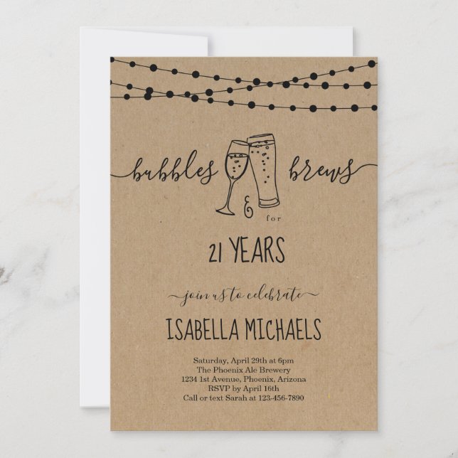 Bubble & Brews Invitation de fête d'anniversaire 2 (Devant)