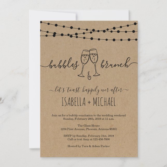 Bubble & Brunch Morning After Post Wedding Brunch Invitation (Front)