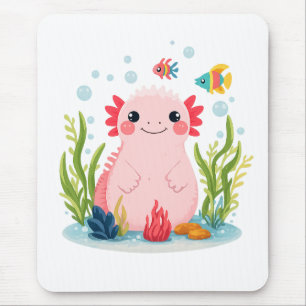Bubble Buddy Axolotl Mouse Pad