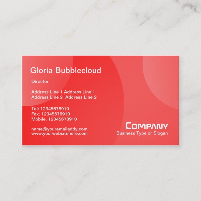Bubble Cloud - Shades of Red Business Card (Front)