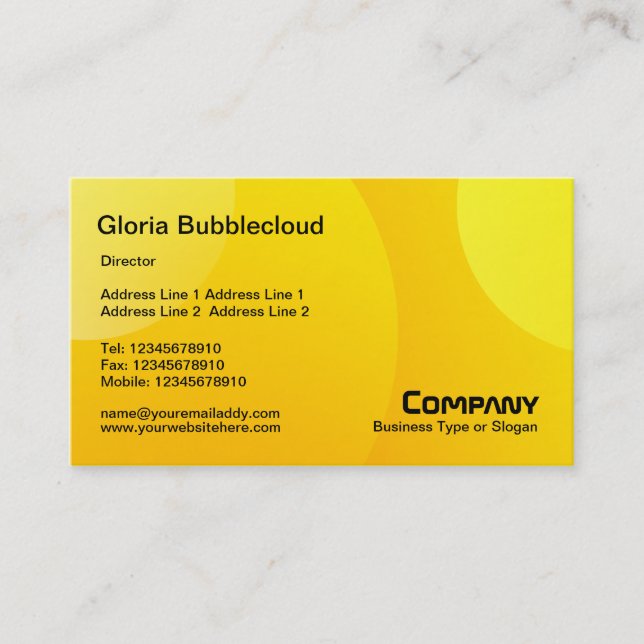 Bubble Cloud - Shades of Yellow Business Card (Front)