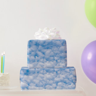 Bubble Clouds in Blue Sky Nature Photo Mammatus Wrapping Paper
