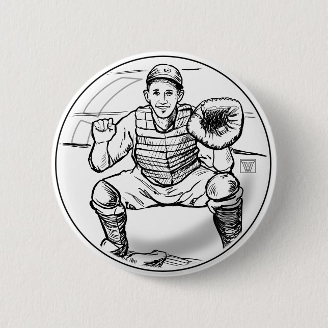 Bubble Dreams Baseball Player Art 2 Inch Round Button (Front)