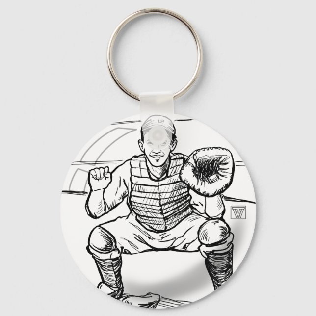 Bubble Dreams Baseball Player Art Keychain (Front)
