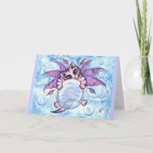 Bubble Fairy Kitten Fantasy Cat Art Greeting Card