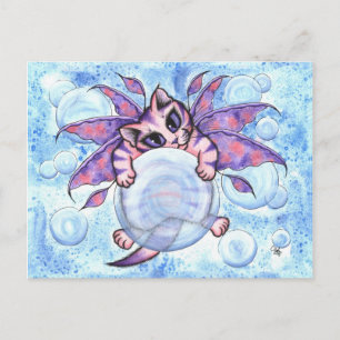 Bubble Fairy Kitten Fantasy Cat Art Postcard