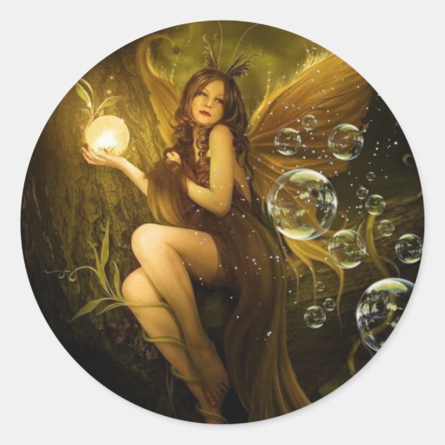 Bubble Fantasy Fairy Classic Round Sticker (Front)