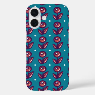 Bubble Flowers in Blue - Floral Cute Nature iPhone 16 Case