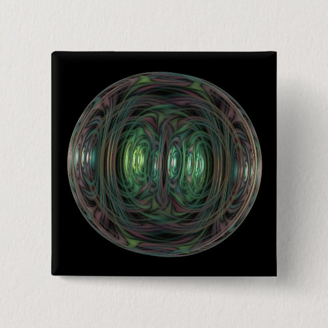 bubble fractal 2 inch square button (Front)