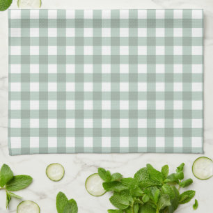 Bubble Frogs Gingham - sage laurel green plaid.  Kitchen Towel